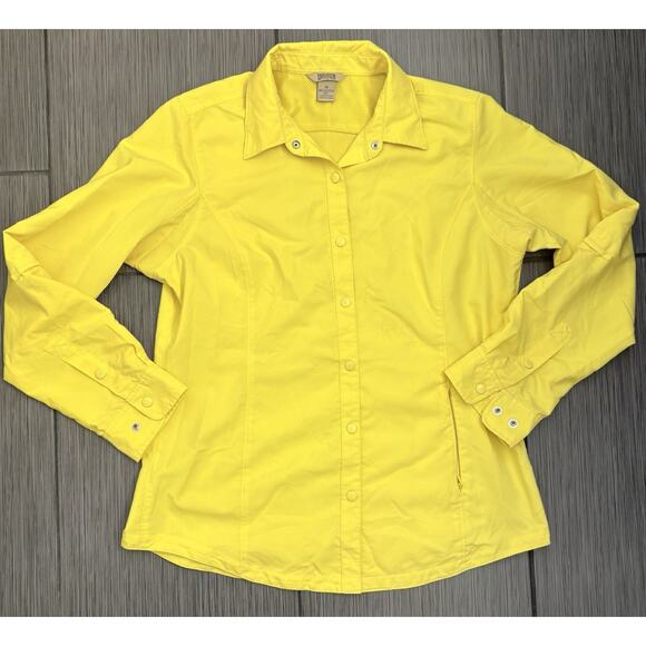 Duluth Trading Women’s Coolplus Long Sleeve Snap Button Shirt Size Medium Yellow - Picture 1 of 3